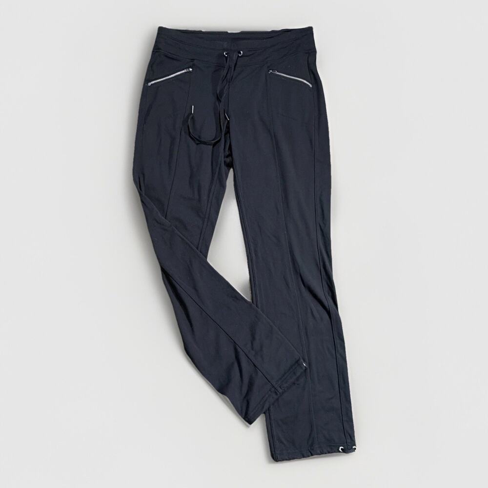 Y2K Athleta Sz M Black Utility Pants Gorpcore Hiking Travel Zip Pocket Drawcord